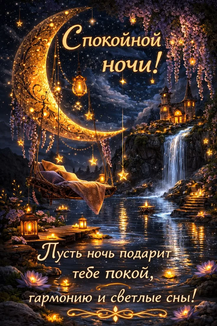 Доброй ночи 🌙 Пусть этот вечер заберёт с собой все тревоги, а ночь подарит спокойствие, уют и крепк