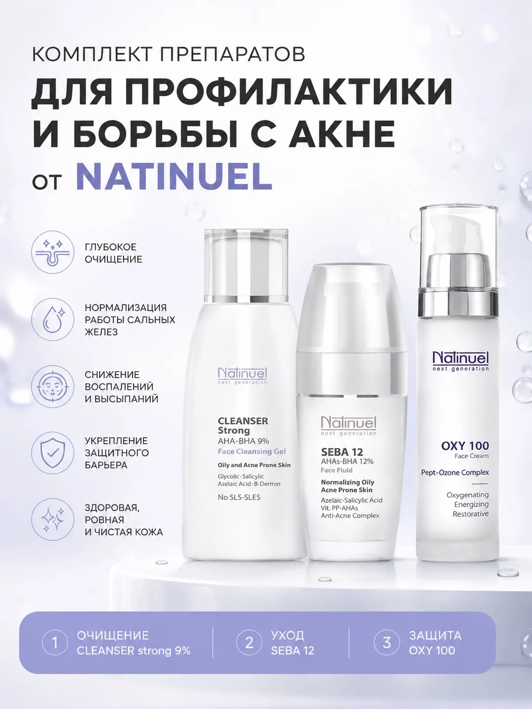 🤍 Комплексный подход к проблемной коже: 3 препарата NATINUEL для профилактики и коррек...