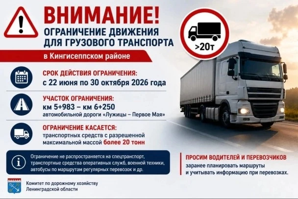 📰 У моста в Усть-Луге вводят ограничения для большегрузов на четыре месяца 🚛⚠️
В Кингисеппском рай