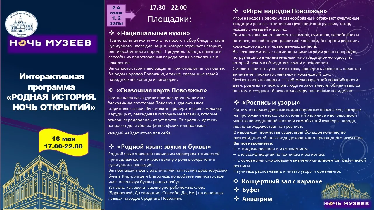 Программа "НОЧИ МУЗЕЕВ" в Сызрани. Приглашаем!