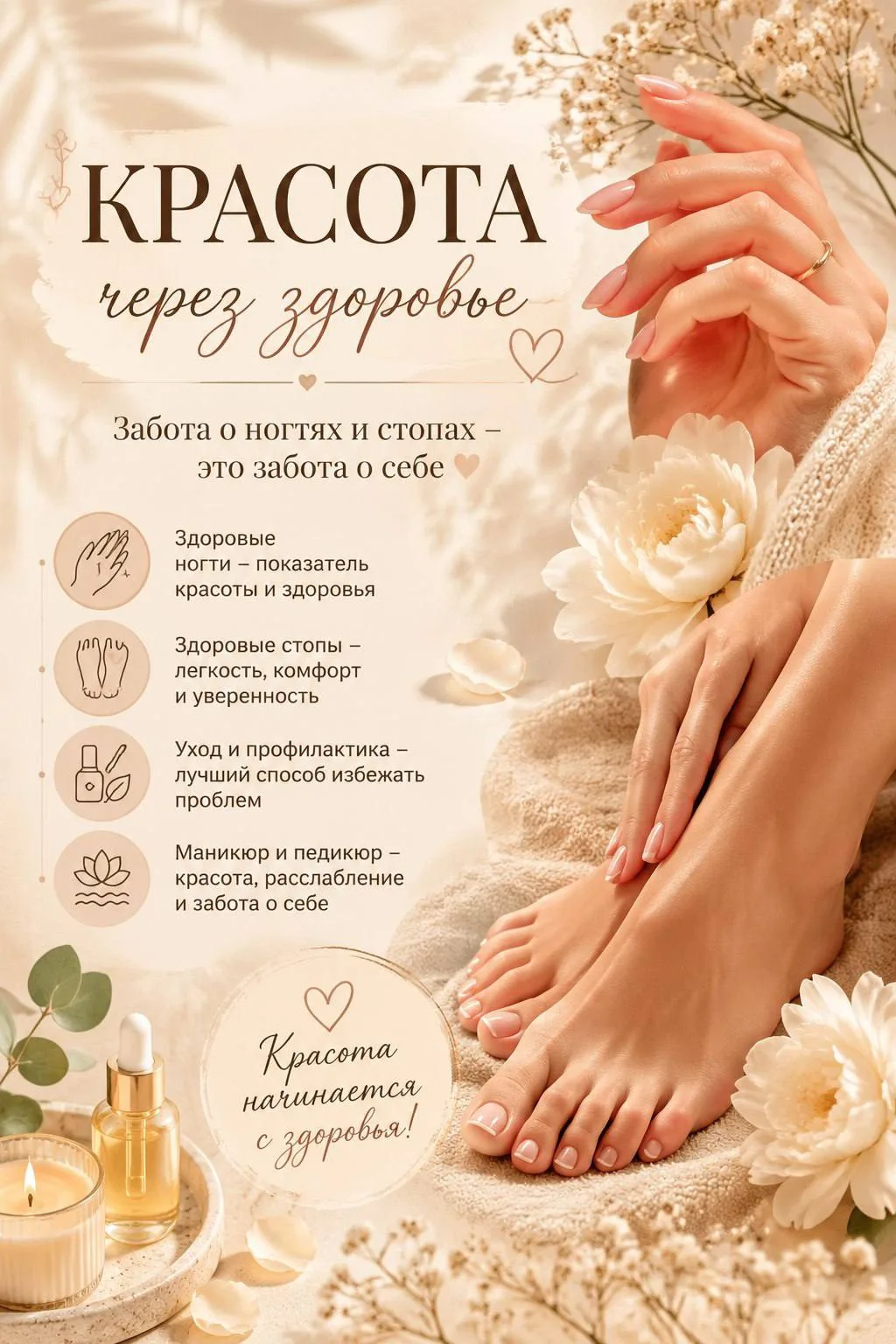 🌸 Красота через здоровье: почему важно заботиться о ногтях и стопах 🌸