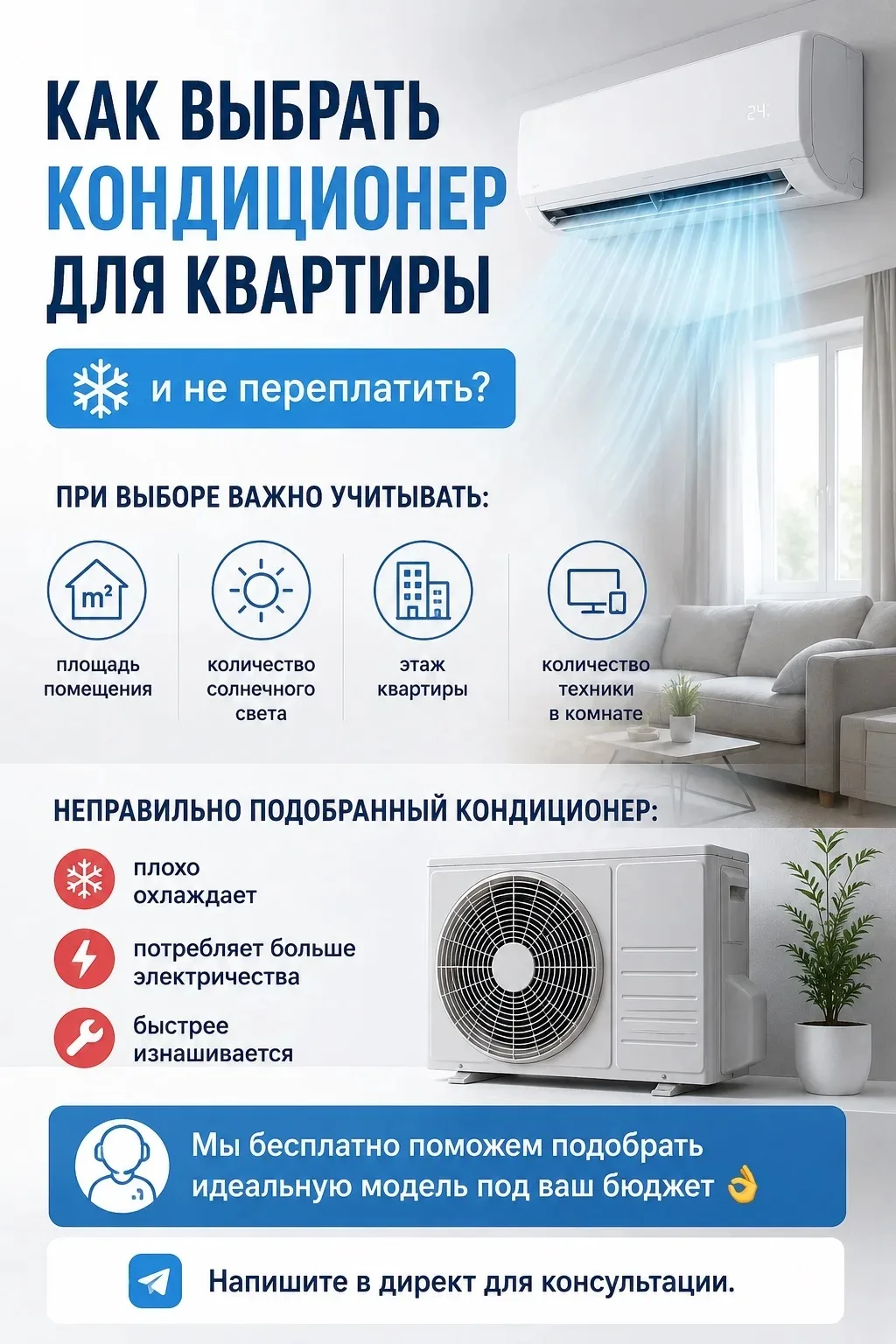 ❄️ Как выбрать кондиционер для квартиры и не переплатить?