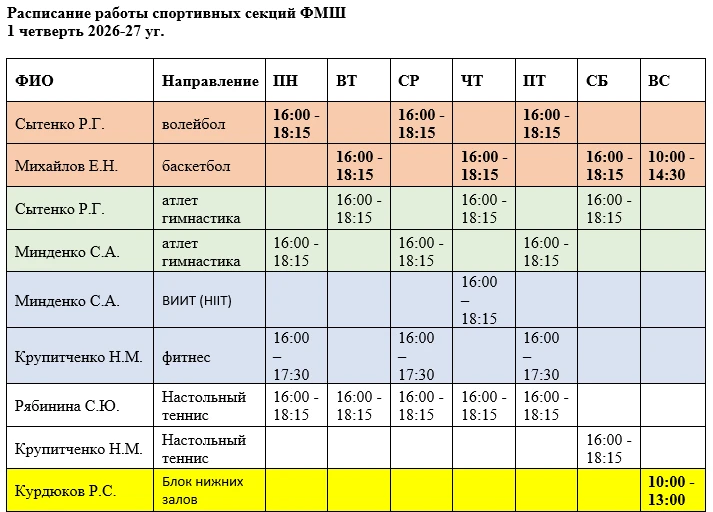 🚀 Спортивный клуб ФМШ СФУ приглашает!