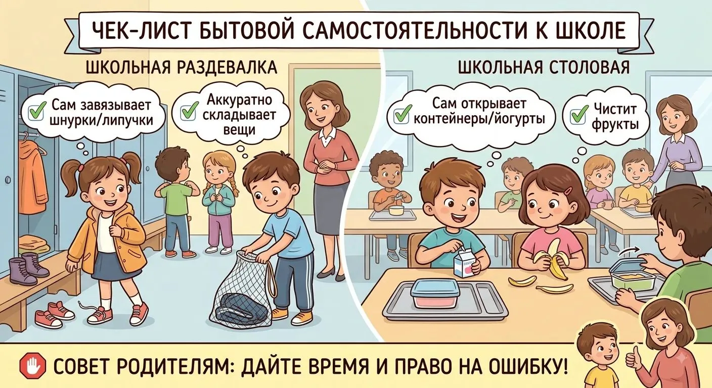 Умеет ли ваш ребёнок справляться в школьной раздевалке и столовой?