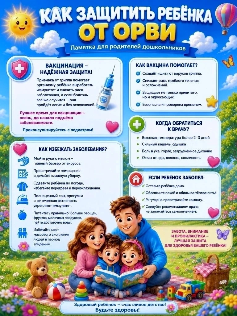 🧸 Как защитить малыша от ОРВИ? Собрали для вас главные советы в одной яркой памятке!