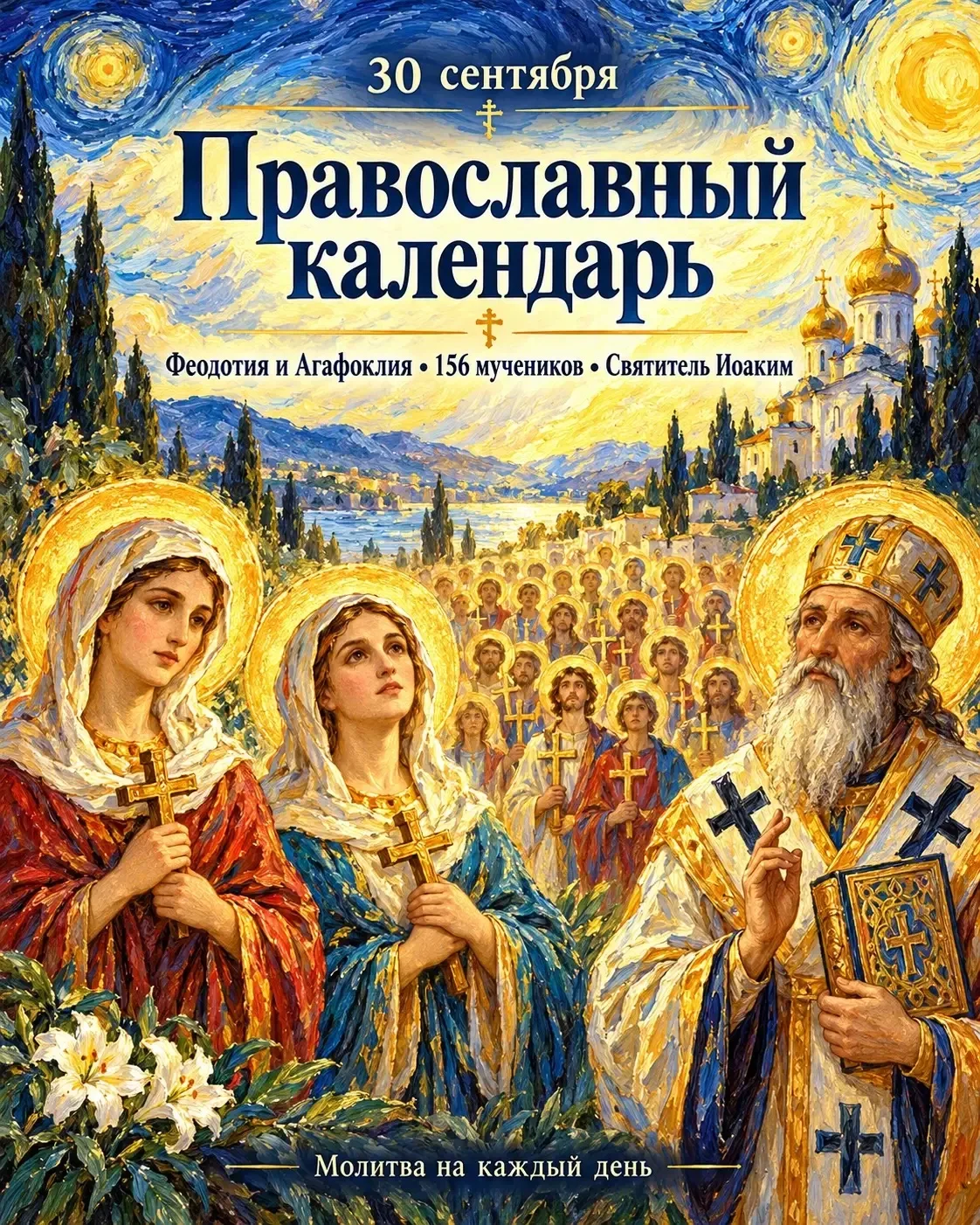 🕊️ 30 сентября — мученицы Феодотия и Агафоклия, 156 святых мучеников и святитель Иоаки...