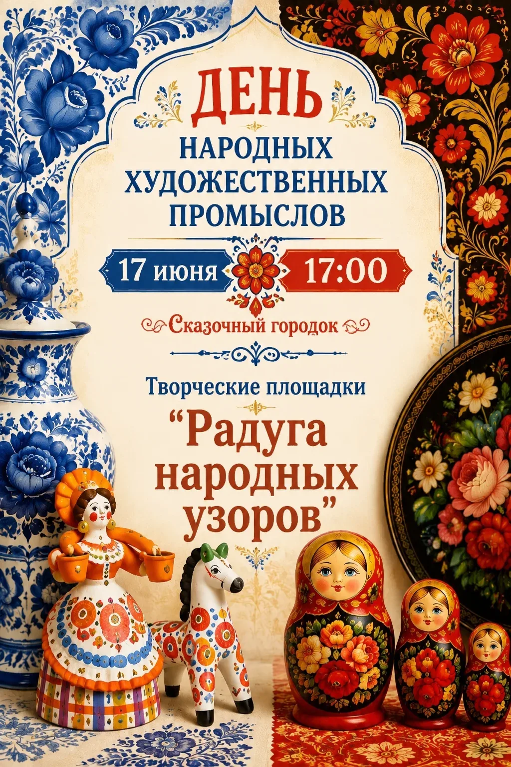 Приглашаем ребят отметить День народных художественных промыслов.

Вас ждут творческие мастерские по