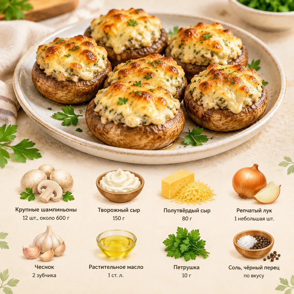 Шампиньоны с сырно-чесночной начинкой 🤤