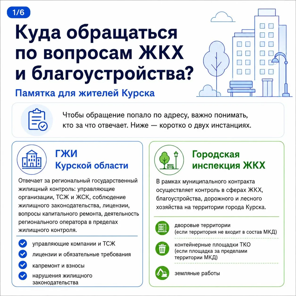 📢В какие инстанции могут обратиться жители Курска по вопросам ЖКХ и благоустройства.