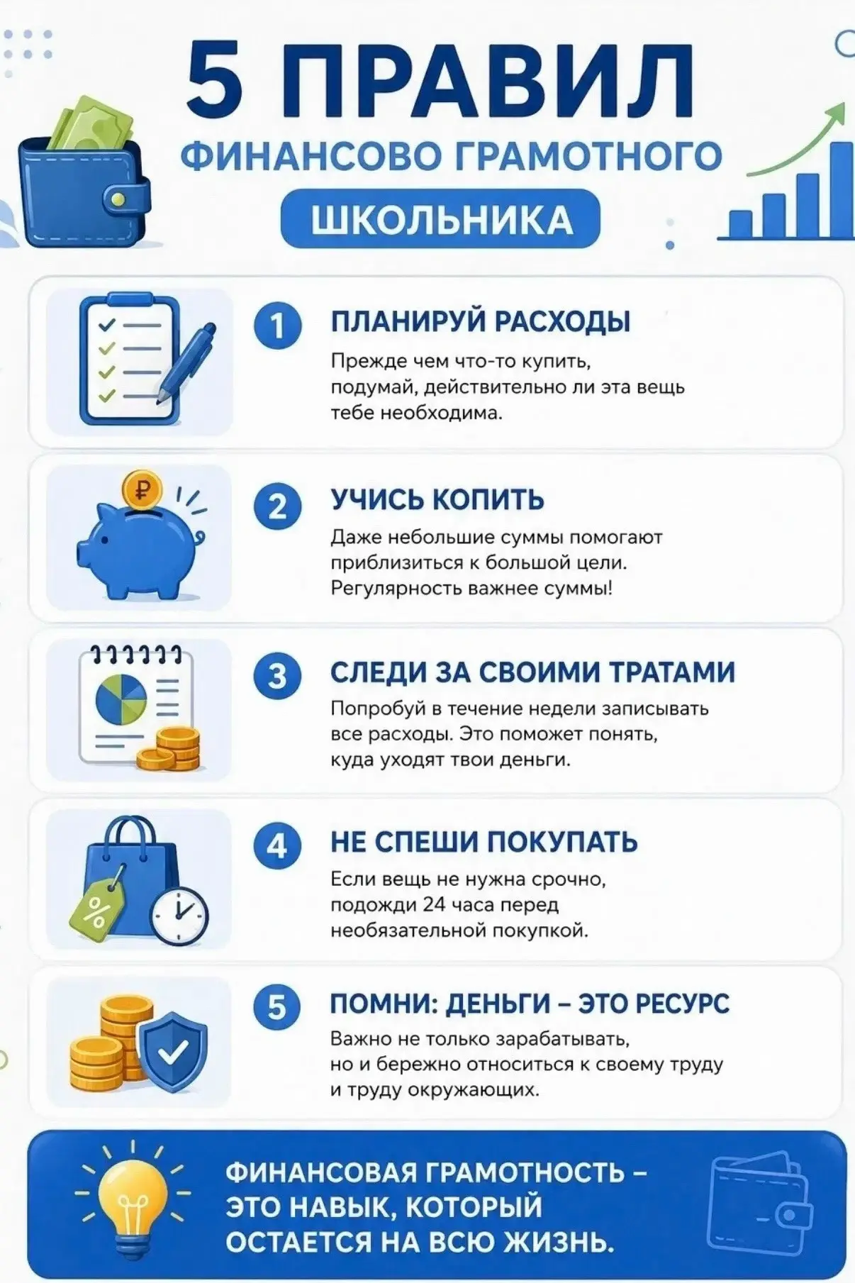 Делимся правилами финансово грамотного школьника! 💸

Мы решили рассказать, как с юных лет научиться