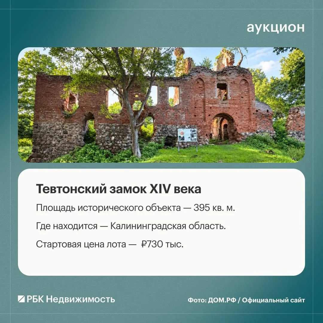 В Калининградской области на торги выставили тевтонский замок XIV века