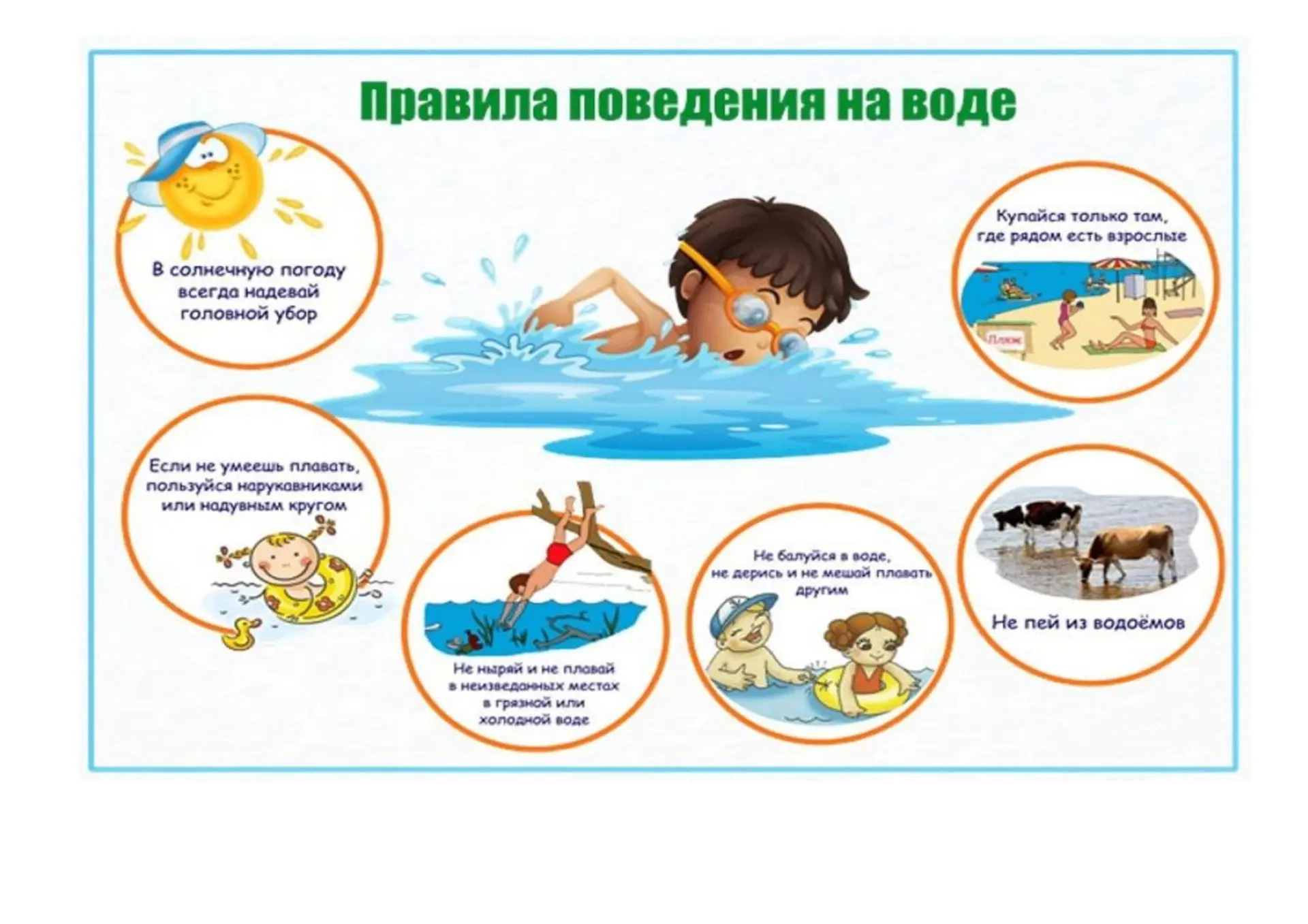 🌊 9 главных правил безопасности детей на воде: