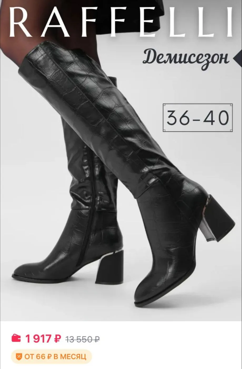 Сапоги на каблуке демисезонные 

Ссылка 
https://www.wildberries.ru/catalog/523477497/detail.aspx?si