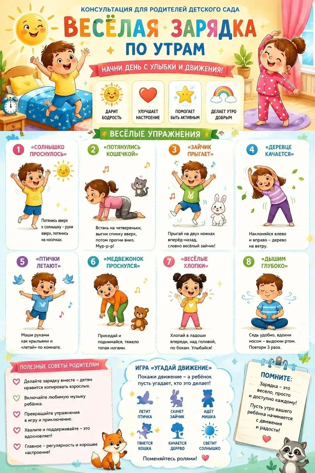 Утренние упражнения - это не только польза для здоровья, но и отличное настроение на ве...