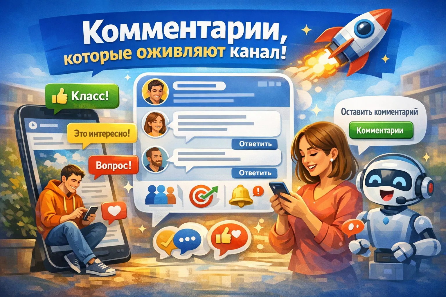 Комментарии, которые оживляют канал 🚀

Вы публикуете посты, вкладываете время, идеи и деньги в конт