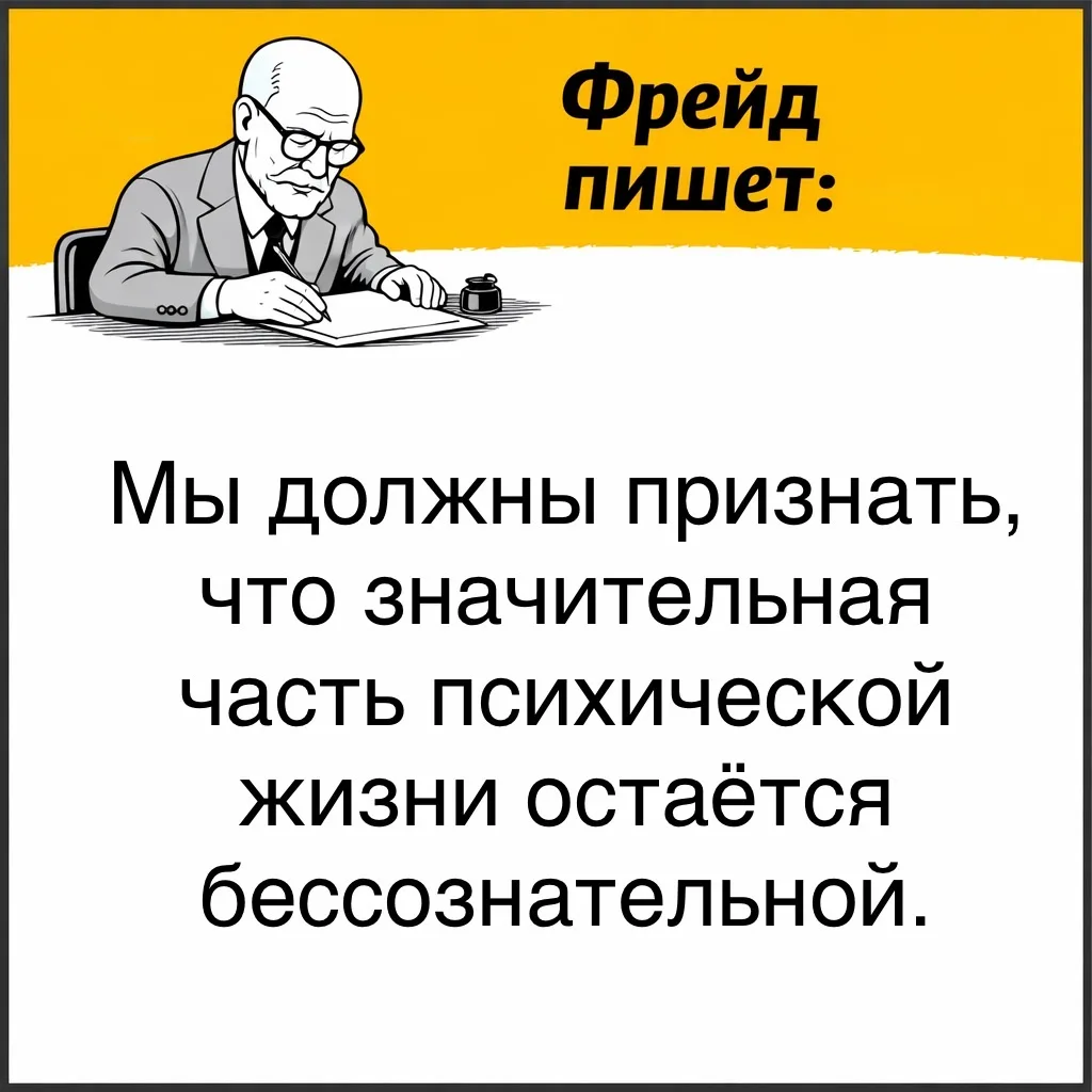 С точки зрения Фрейда, бессознательное - это основа психики.  Большая часть психических процессов ск
