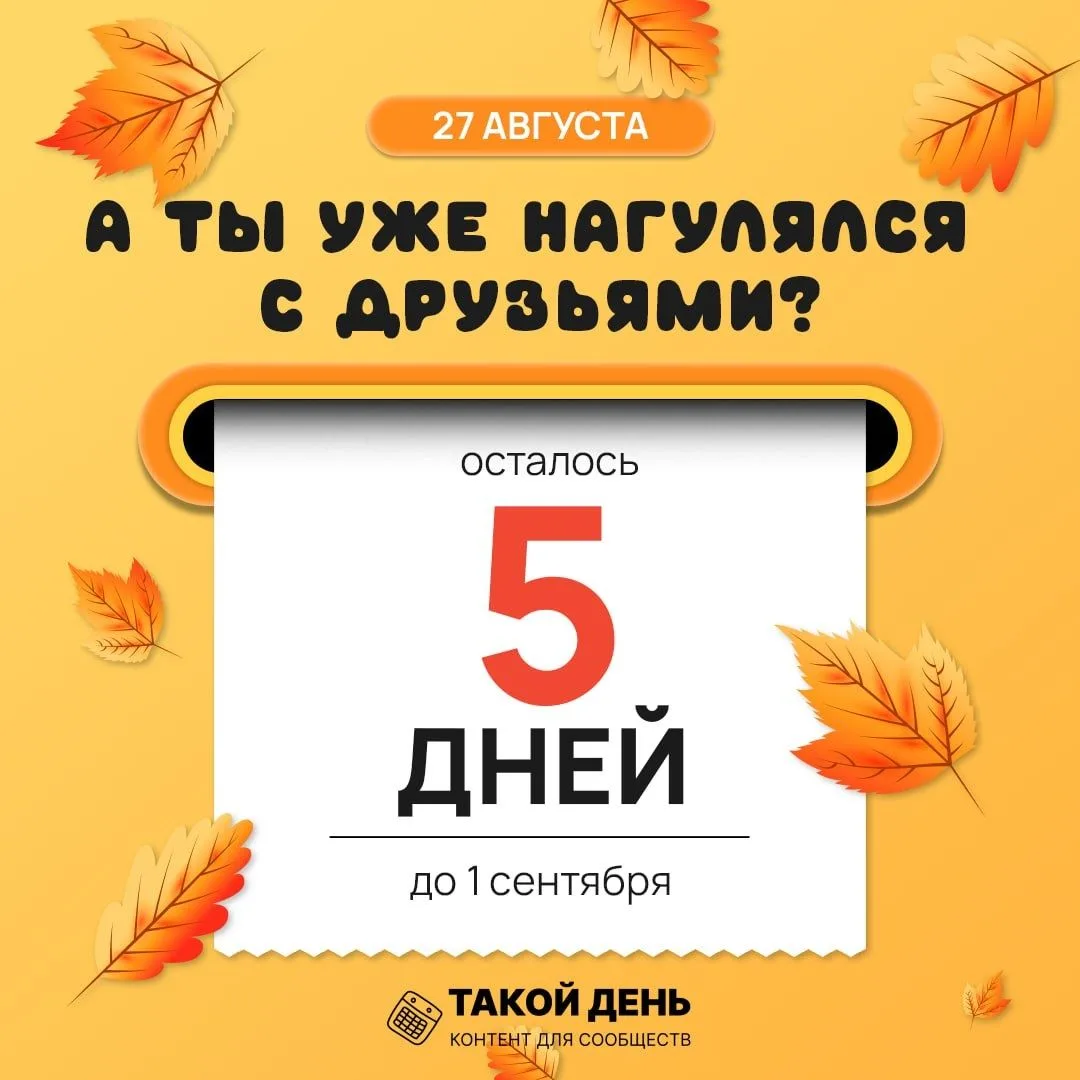 🍂 27 августа. А ты уже нагулялся с друзьями?
