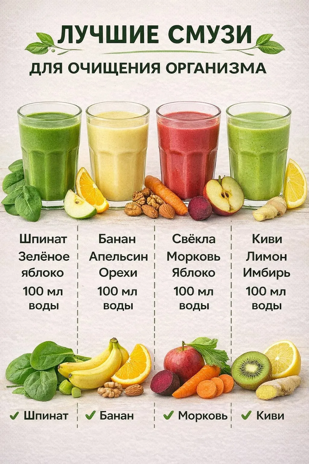 Делюсь классными детокс-смузи🥤

Купила блендер за 1300₽ и пью такие почти каждый день (по 1шт. посл