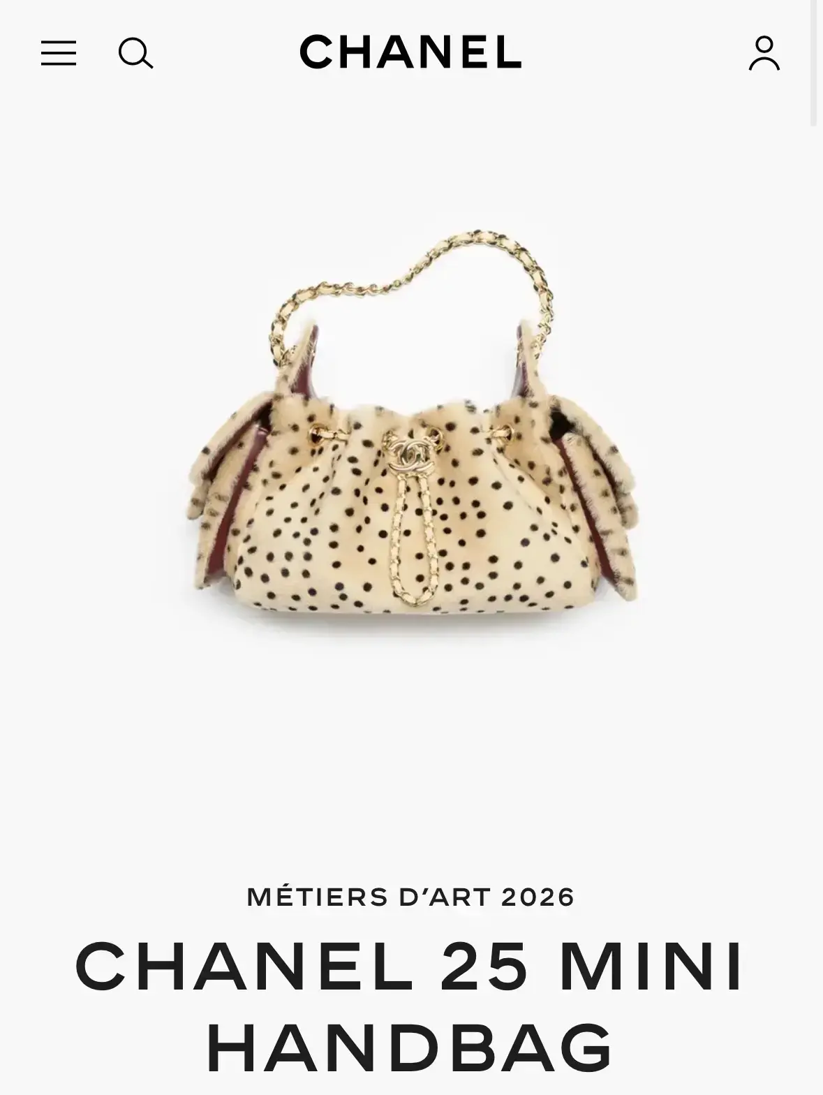 Chanel 25 Hobo в расцветке «в горошек» (Beige & Black Polka Dot) из меха  с золотистой ...