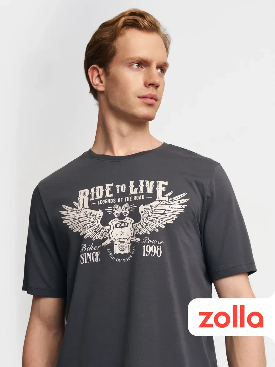 ⚡️ Мужская футболка из хлопка с принтом, Zolla