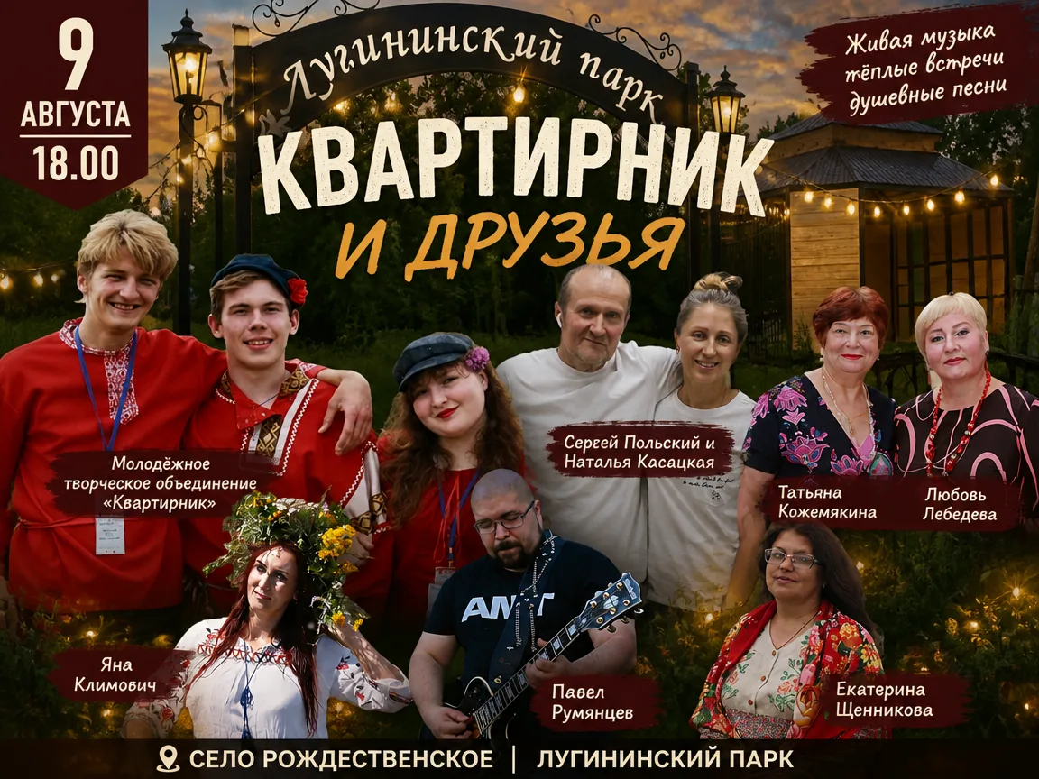 В рамках празднования Дня села Рождественское, 9 августа, в 18:00 приглашаем вас в Луги...