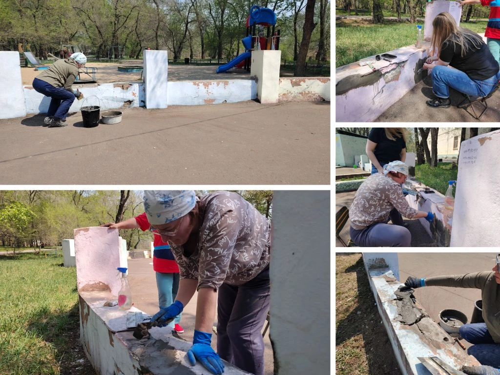 😁В парке культуры и отдыха «Городок» ведутся работы по обновлению роллердрома.