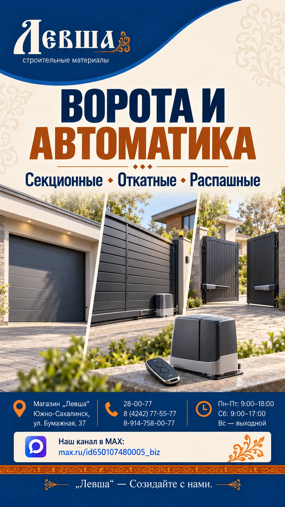 🚪 ВОРОТА И АВТОМАТИКА — В «ЛЕВШЕ»!