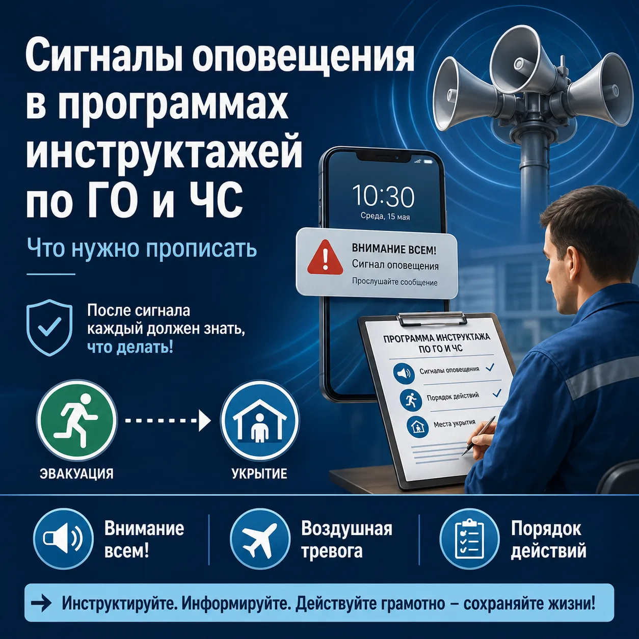 📌Сигналы оповещения в программах инструктажей по ГО и ЧС