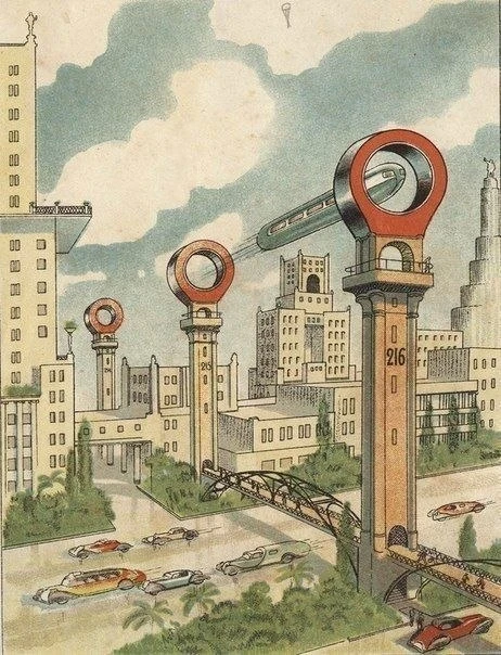 В 1930-х годax так пpeдставляли метро будущего в Москве.