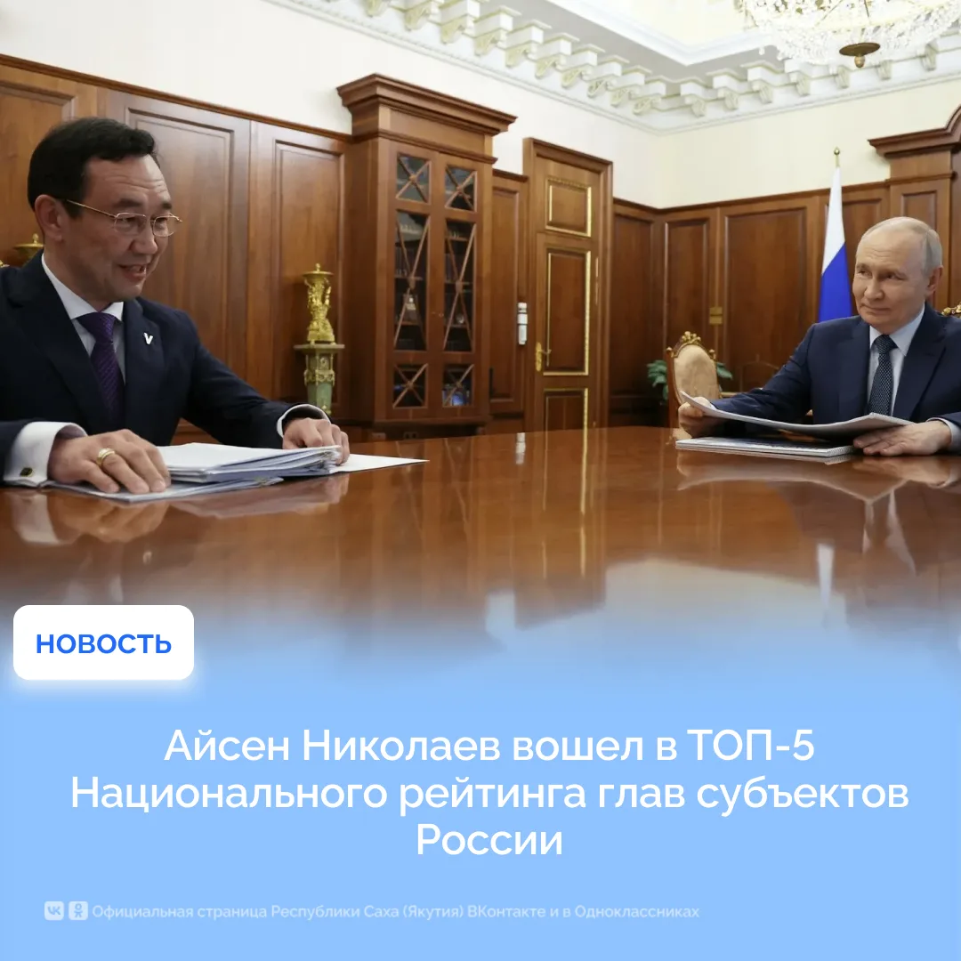 Айсен Николаев вошел в ТОП-5 Национального рейтинга глав субъектов России