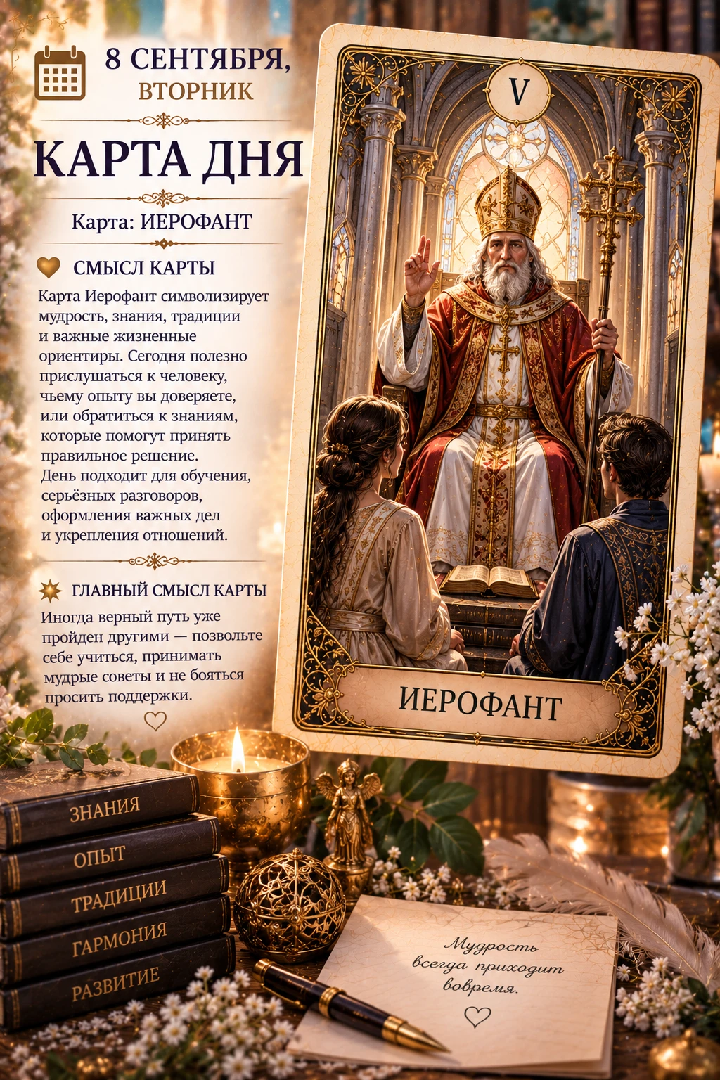 📅 8 сентября, вторник — карта дня: Иерофант 🔔