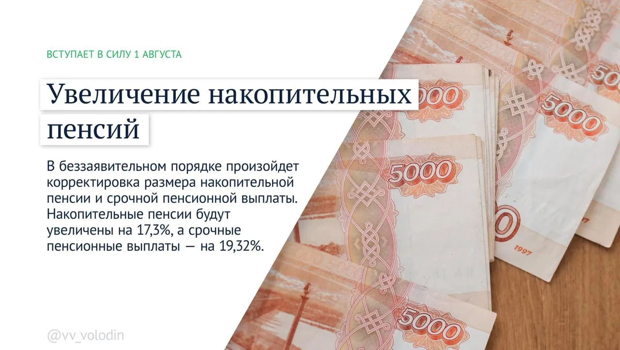 ⚡️ Законы и другие изменения, вступающие в силу в августе

📌 Индексация накопительных пенсий и сроч
