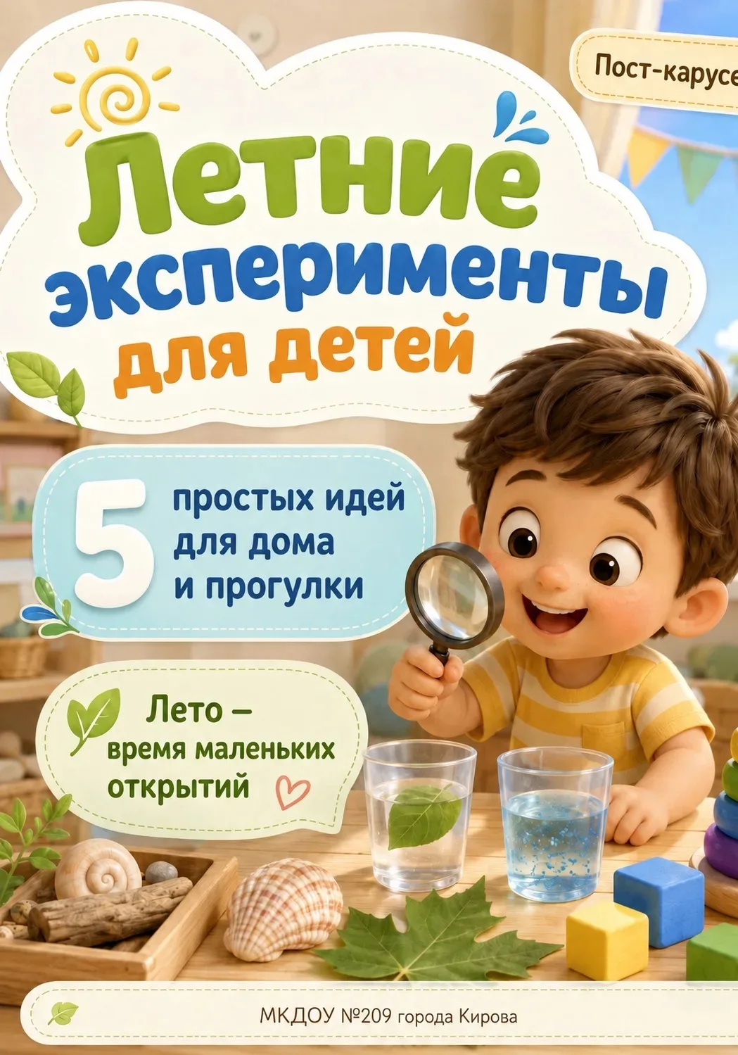 Лето — время маленьких открытий ☀️🔎

Когда детский сад на паузе, дома можно устроить настоящую мини