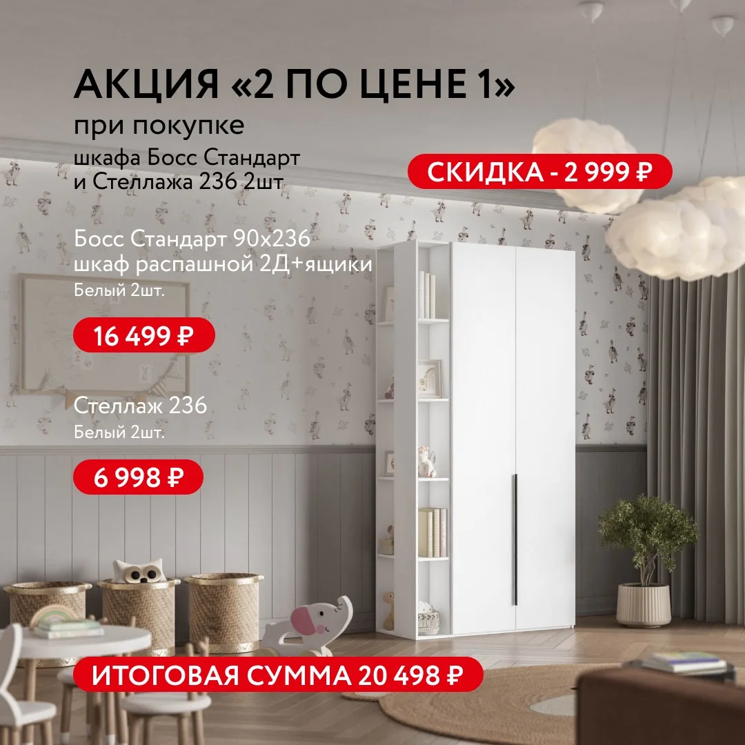 Подобрали для вас выгодные акции на шкафы Босс Стандарт и стеллажи 236 

Выбирайте свой идеальный ва