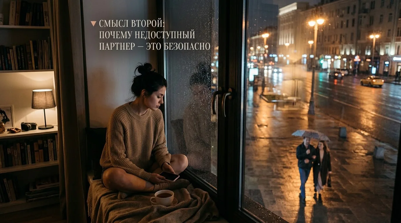 🔻 СМЫСЛ ВТОРОЙ: ПОЧЕМУ НЕДОСТУПНЫЙ ПАРТНЕР — ЭТО БЕЗОПАСНО