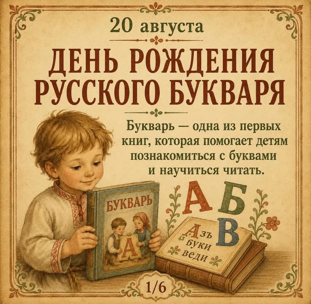📖 20 августа — День рождения русского букваря!