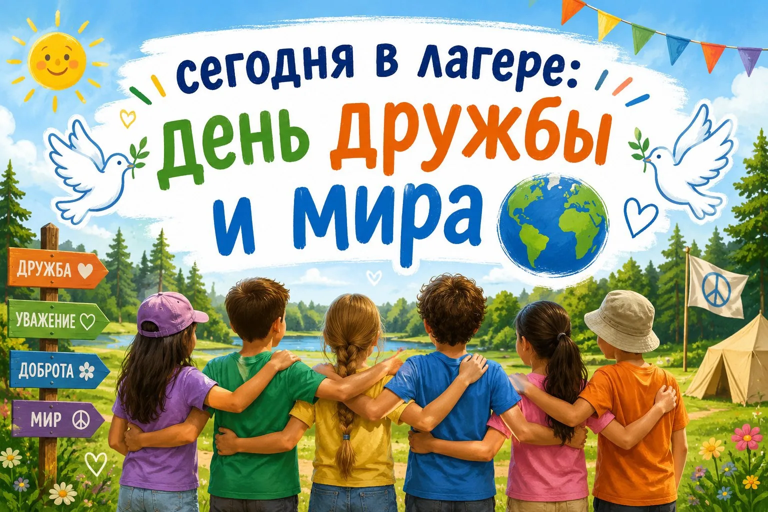 🎉 В нашем пришкольном лагере «Весёлая детвора» прошёл невероятный День дружбы и мира! ...