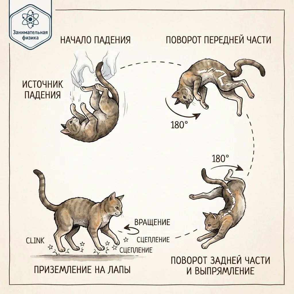 🐈 КОТ, КОТОРЫЙ ВСЕГДА ПАДАЕТ НА ЛАПЫ: КАК ЭТО РАБОТАЕТ В ПОЛЕТЕ?