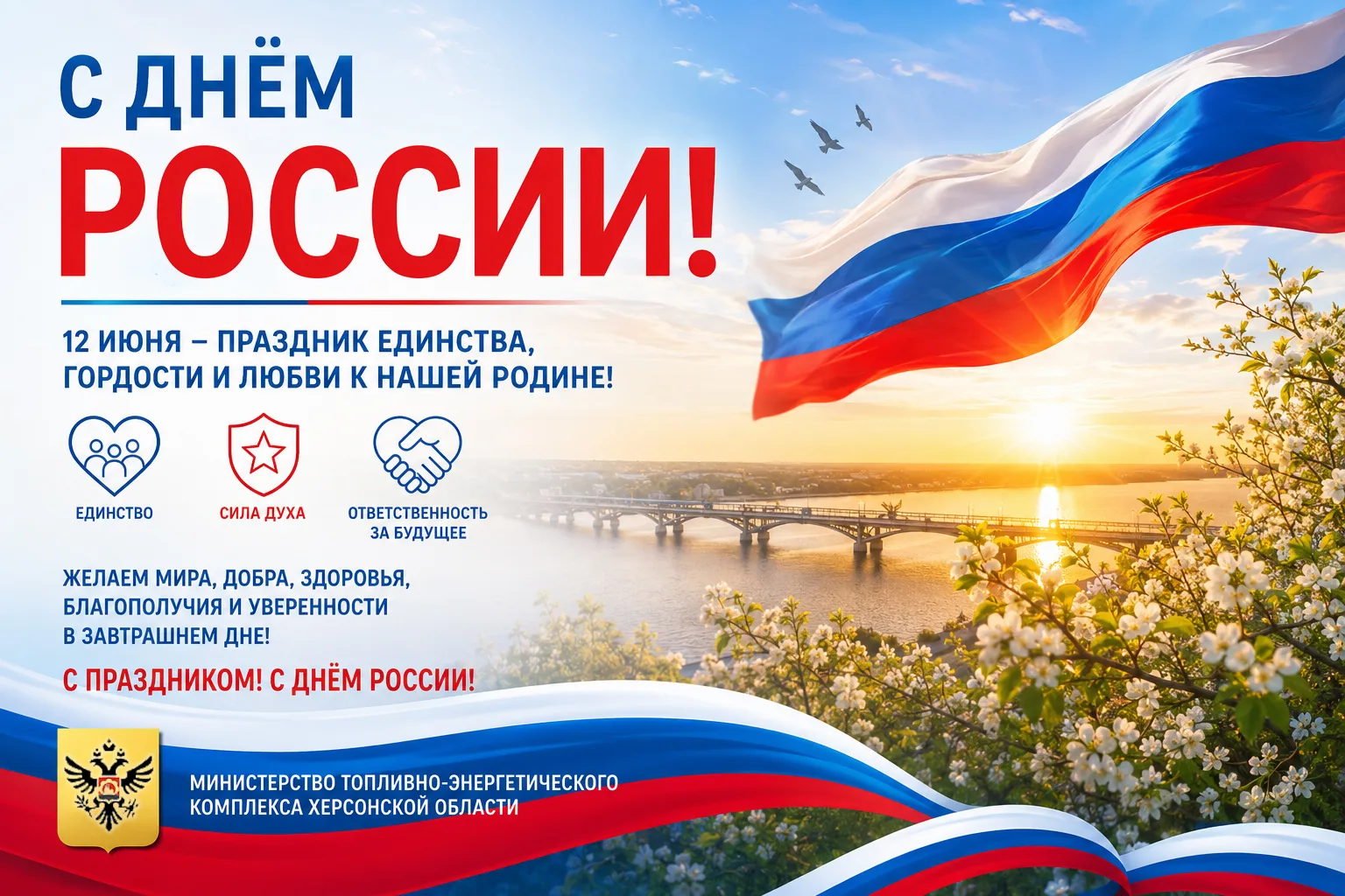 Уважаемые жители Херсонской области!

🇷🇺Примите искренние поздравления с Днём России!

Этот праздн