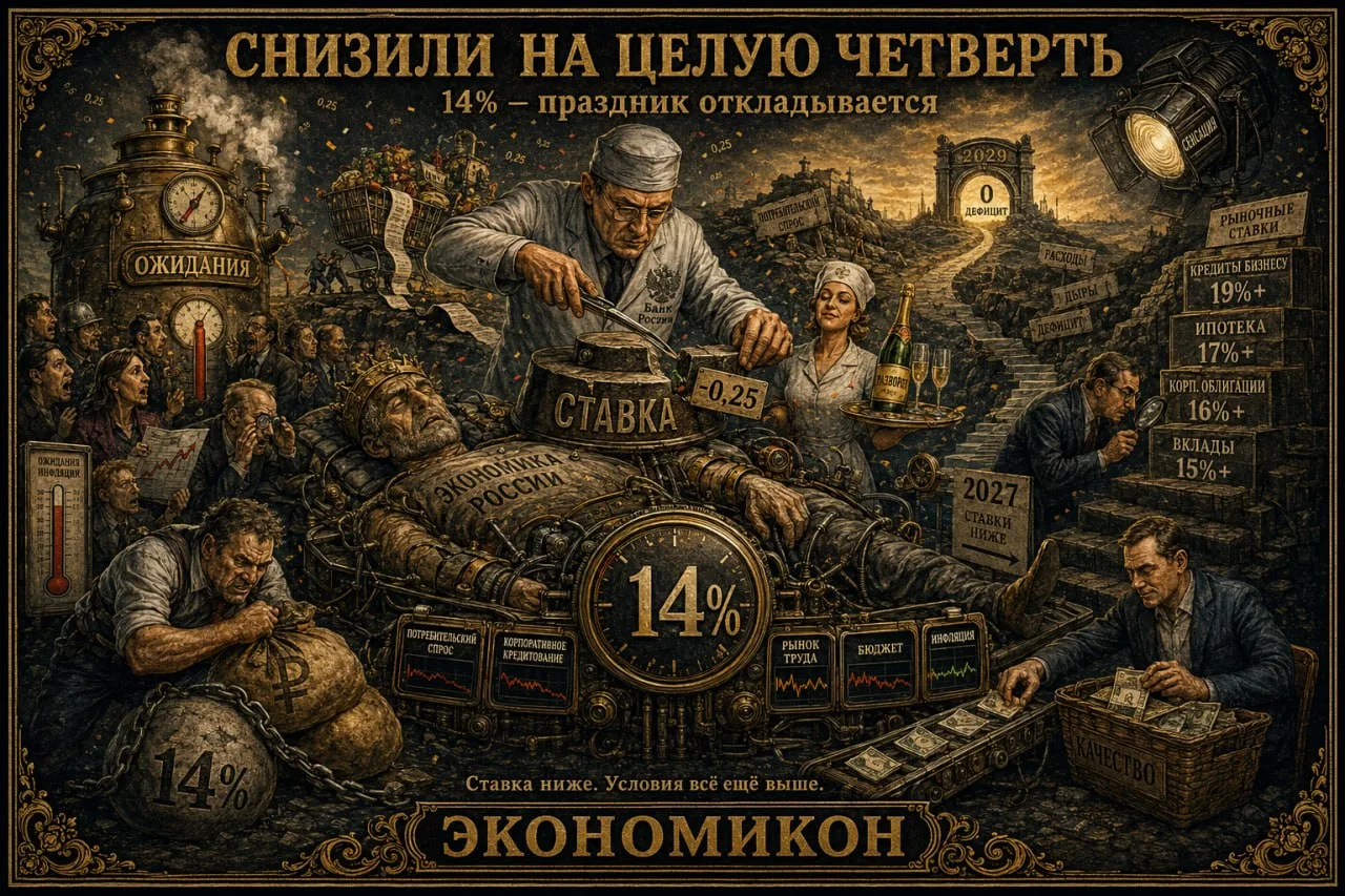 Новая ставка Банка России - 14% (-0.25%)

Базовый сценарий предполагает среднюю ключевую ставку в ди