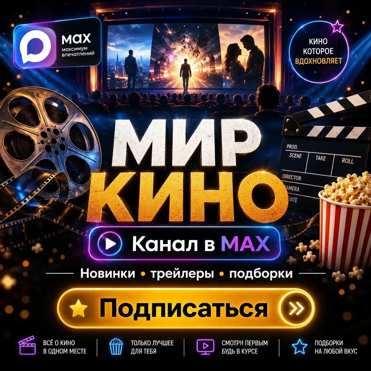 🎬 МИР КИНО — твой канал о фильмах в MAX

Новинки кино, свежие трейлеры, интересные подборки и фильм