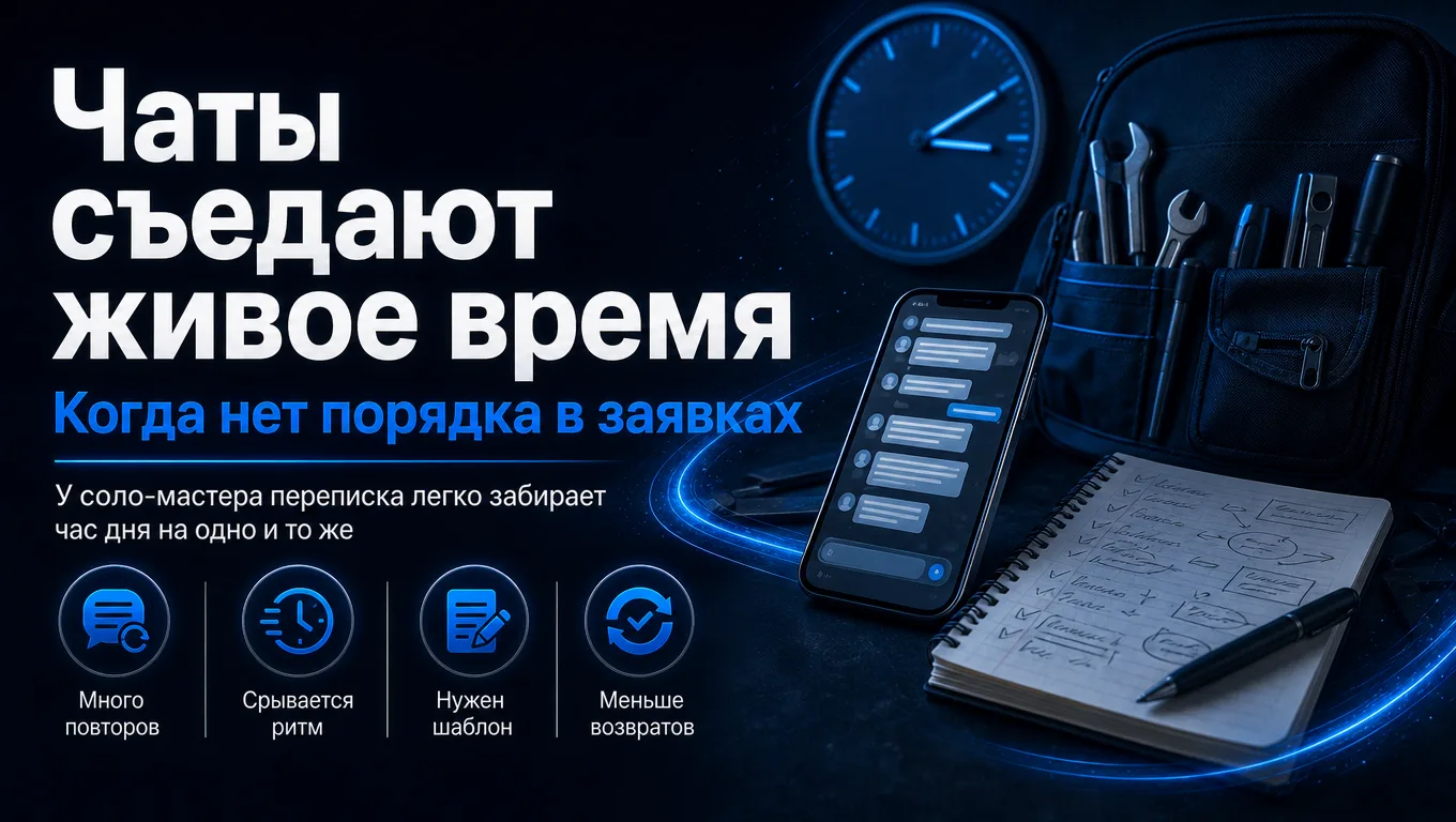 Если вы ведёте заявки в личных чатах, часть дня уходит не на ремонт, а на переписку. Сн...