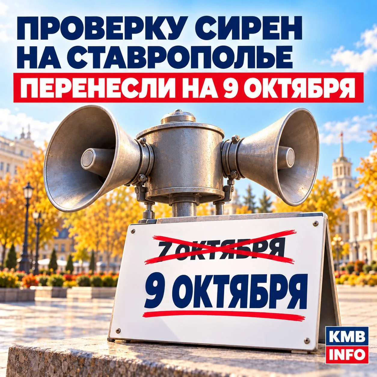 ❗️Проверку сирен на Ставрополье перенесли на 9 октября (ранее проверка планировалась на...