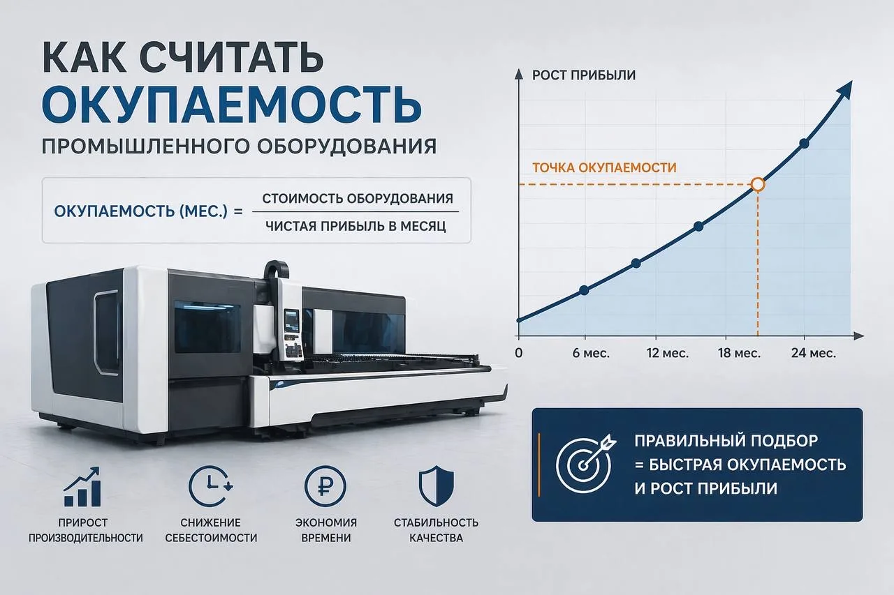 📊 Как считать окупаемость промышленного оборудования.

Покупка станка — это не расход, а инвестиция