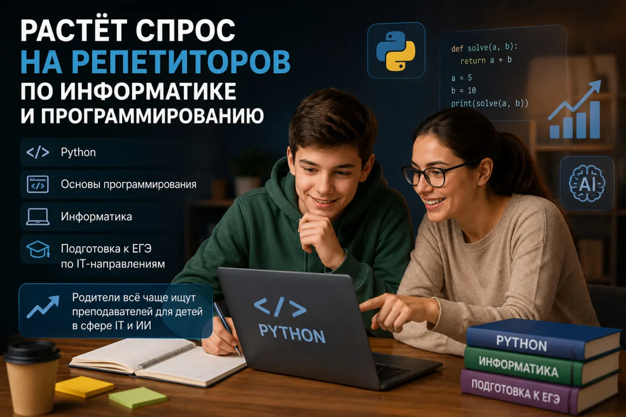 📚 В России растёт спрос на репетиторов по информатике и программированию.