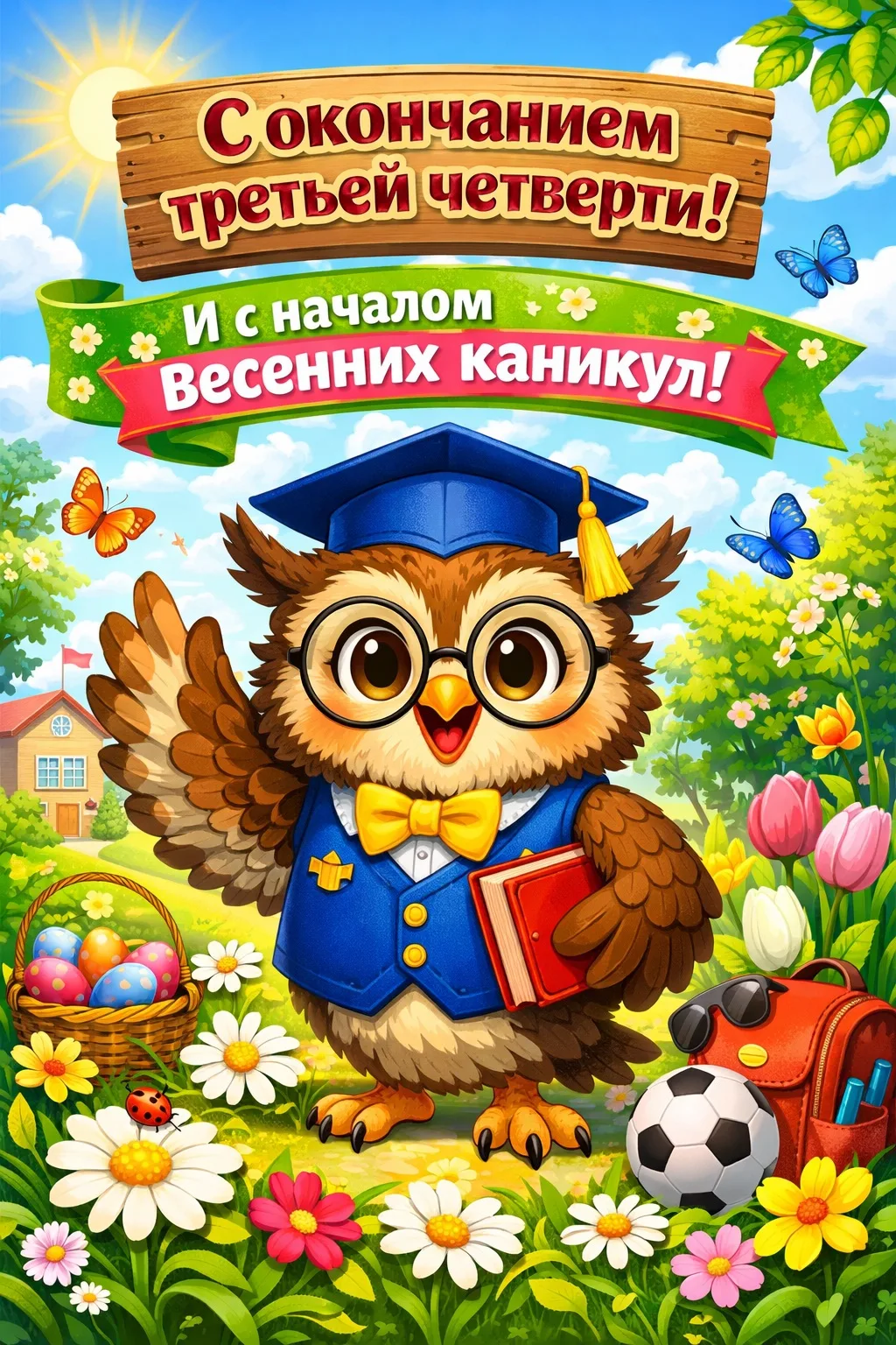 🦉🌸 Друзья, вот и важный момент!  Поздравляю всех с окончанием третьей четверти 🎉 Вы отлично потрудил