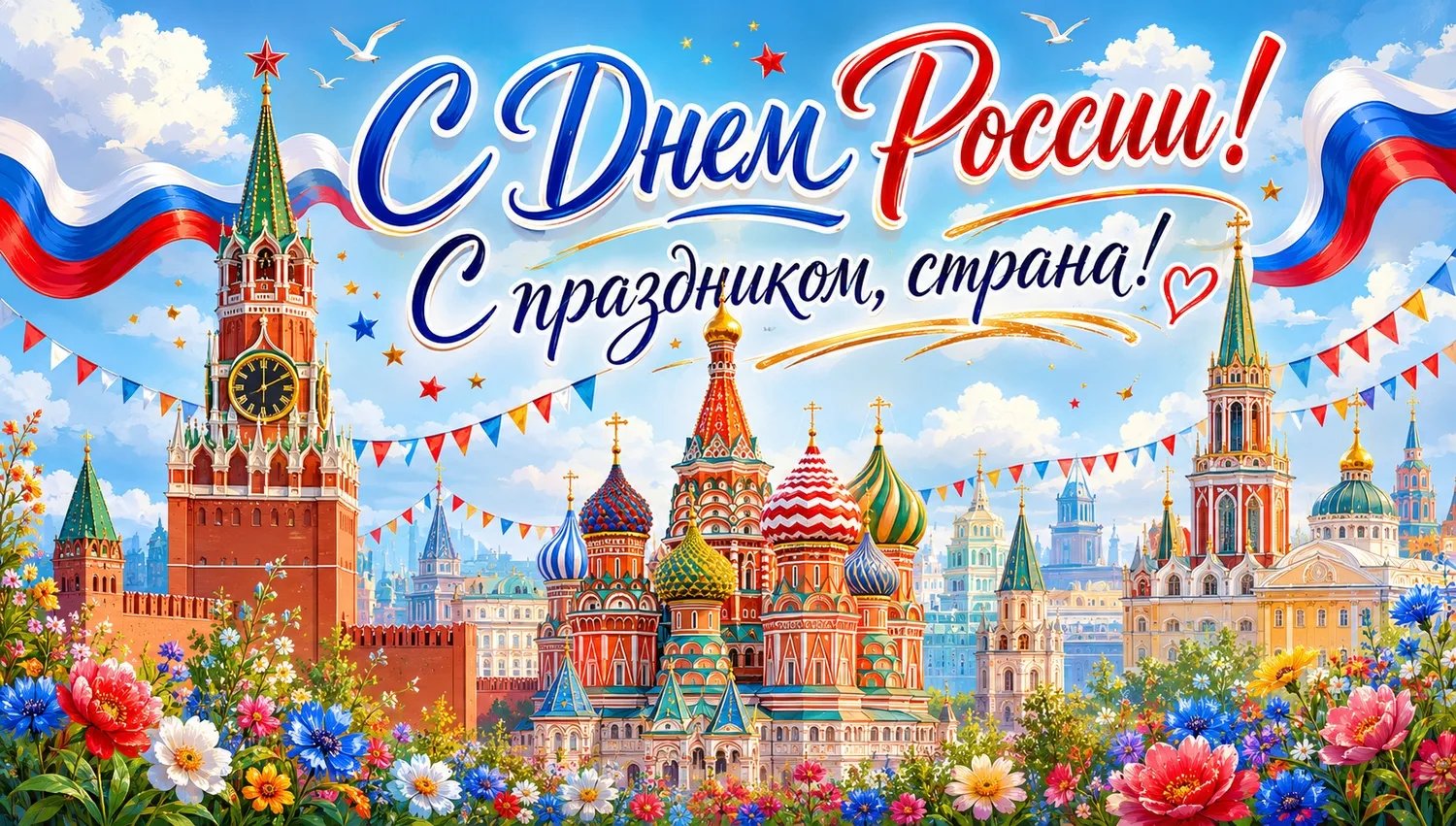 ❤ЗНАМЕНАТЕЛЬНАЯ ДАТА❤
🇷🇺ДЕНЬ РОССИИ🇷🇺

Дорогие друзья!

❤От всей души поздравляем с Днем России 