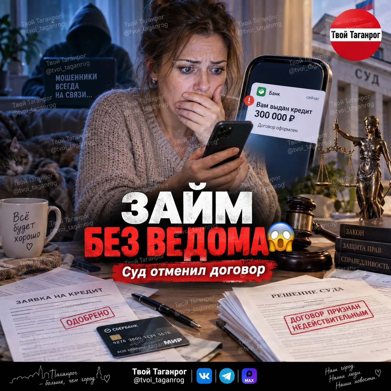 💳❗ ПОД ТАГАНРОГОМ НА ЖЕНЩИНУ ОФОРМИЛИ КРЕДИТ БЕЗ ЕЁ СОГЛАСИЯ