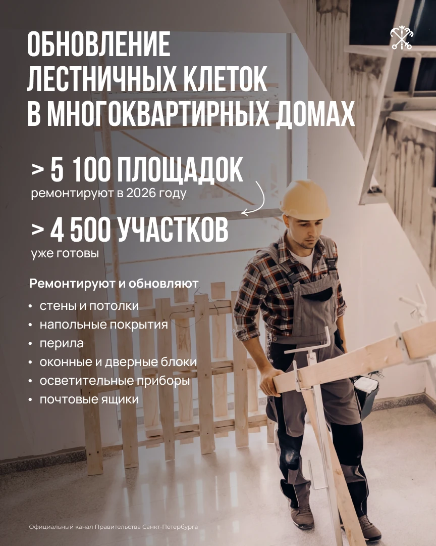 Парадные Петербурга становятся комфортнее: в этом году отремонтировано уже более 4 500 ...