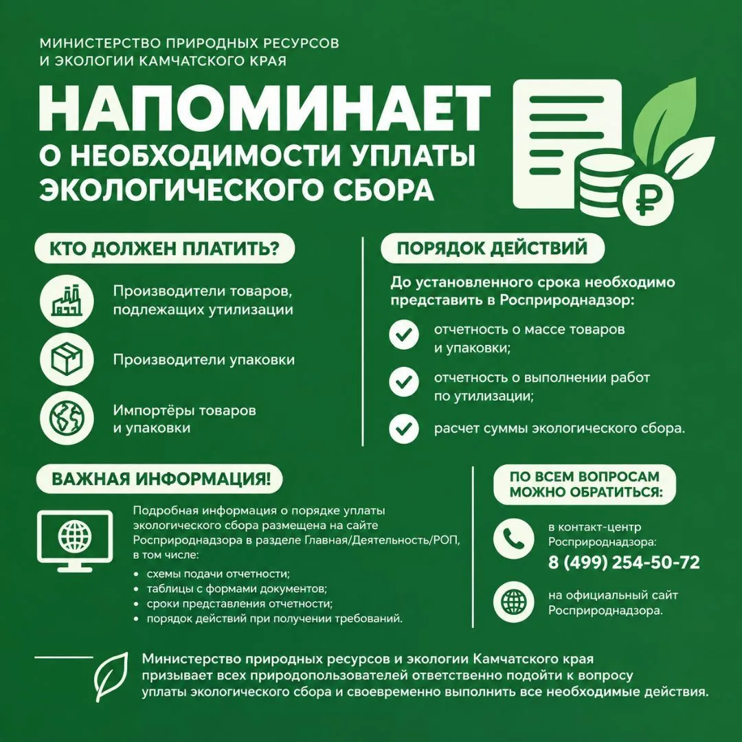 Министерство природных ресурсов и экологии Камчатского края информирует о необходимости...